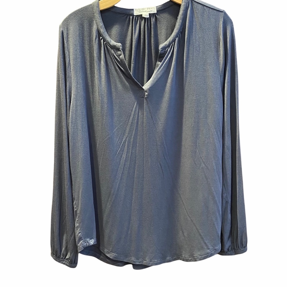 BAREFOOT DREAMS Steel Grey Long Sleeve Top Size Medium